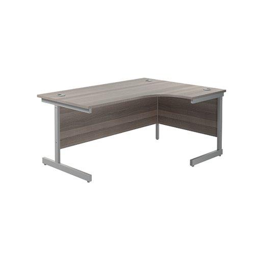 Jemini Radial Right Hand Single Upright Desk 1600x800-1200x730mm Grey Oak/Silver KF822711 on Productcaster.