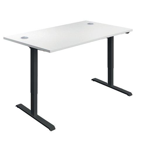 Serrion Economy Single Motor Sit/Stand Desk 1200x800x735-1235mm White/Black KF822841 on Productcaster.