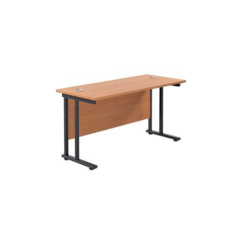 Jemini Rectangular Double Upright Cantilever Desk 1400x600x730mm Beech/Black KF823070 on Productcaster.