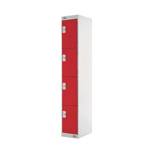 Four Compartment Locker 300x300x1800mm Red Door MC00023 on Productcaster.