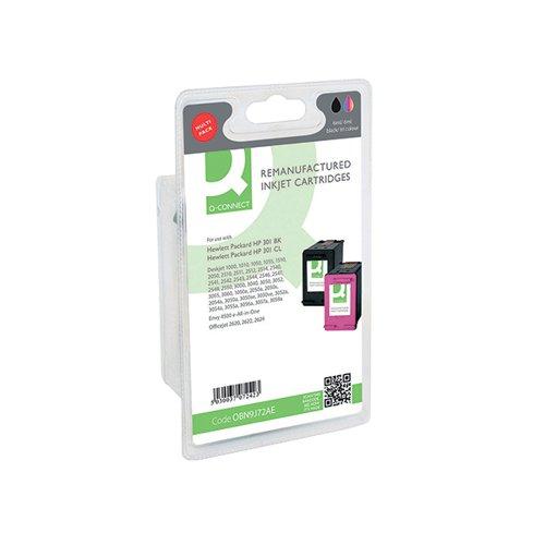 Q-Connect HP 301BK 301CL Reman Ink Cartridges Multipack N9J72AE-COMP on Productcaster.