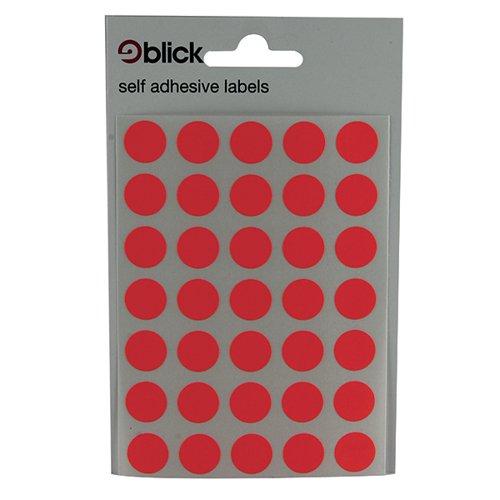 Blick Coloured Labels in Bags Round 13mm Dia 140 Per Bag Red (Pack of 2800) RS004554 on Productcaster.