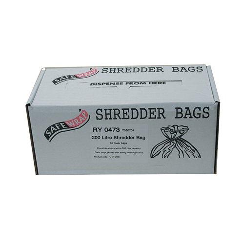 Safewrap Shredder Bag 200 Litre (Pack of 50) RY0473 on Productcaster.