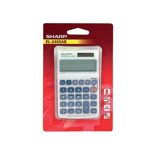 Sharp Silver 8-Digit Hand Held Pocket Calculator EL240SAB on Productcaster.