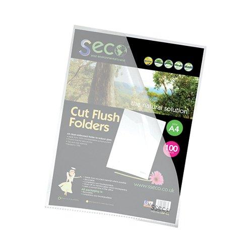 Stewart Superior Eco Cut Flush Folder Clear (Pack of 100) LSF-CL on Productcaster.