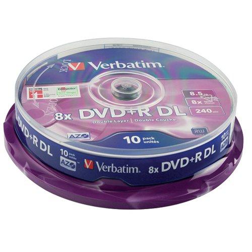 Verbatim DVD+R Double Layer Non-Printable 8x 8.5GB (Pack of 10) 43666 on Productcaster.