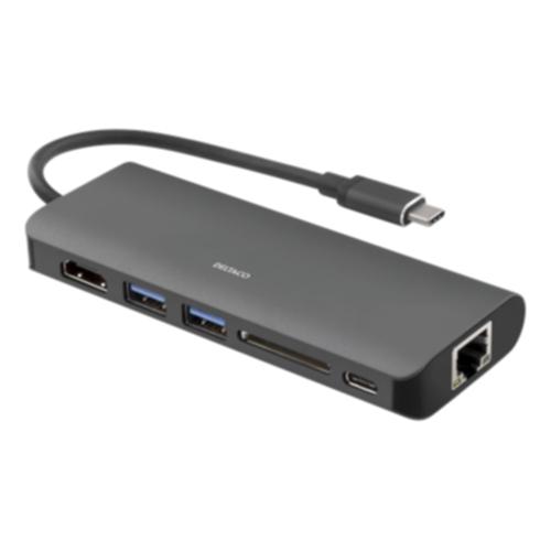 USB-C dockningsstation 6-portar med stöd för laddning on Productcaster.