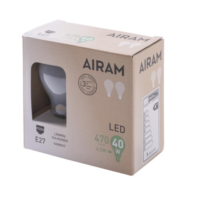 AIRAM Airam LED A60 4,5W/827 E27 2-pakk on Productcaster.