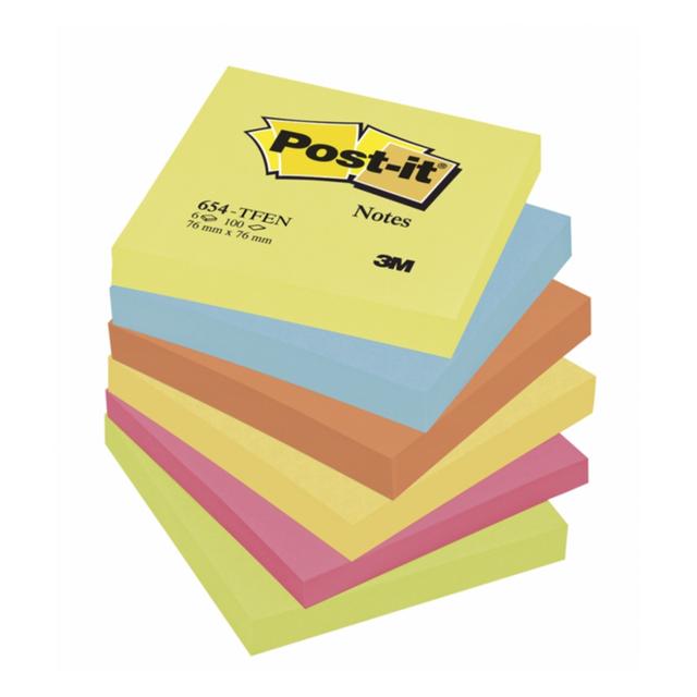 Post-It 654 Energetic, 76x76 mm, 6 st on Productcaster.