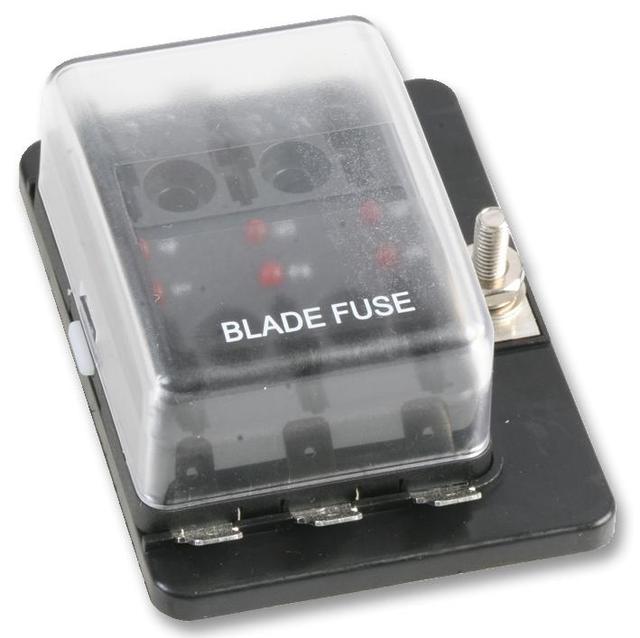 Multicomp Chassis Mounting Fuse Box with LED Indication, 6x ATO Blade Fuses on Productcaster.