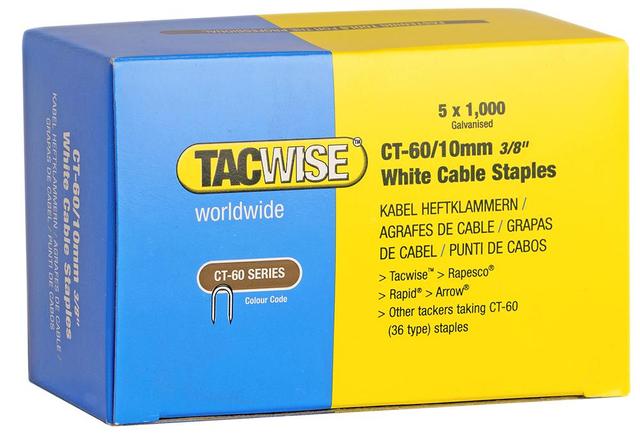 Tacwise Plc CT60 10mm White Cable Staples, 5000 Pack on Productcaster.