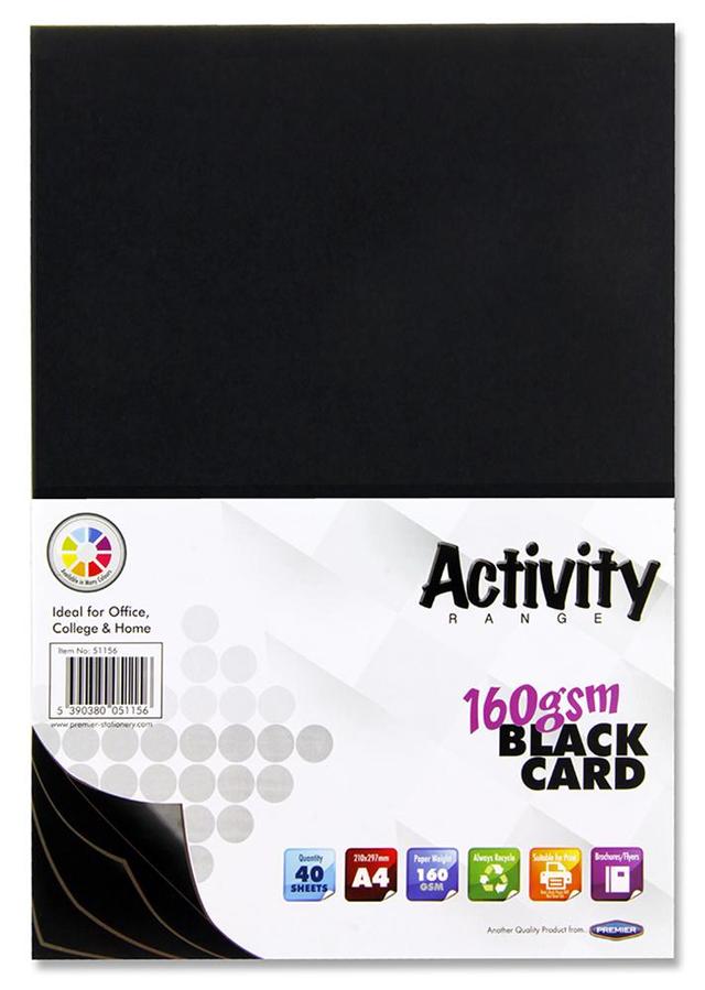 A4 160gsm Card, Black 40 Sheets on Productcaster.