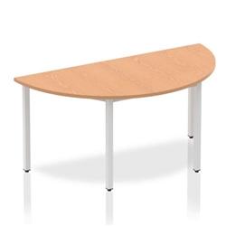 Impulse Semi-circle Table 1600 | Oak Box Frame Leg Silver on Productcaster.