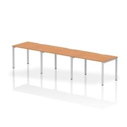 Evolve Single Silver Frame Bench Desk 1200 Oak (3 Pod) on Productcaster.