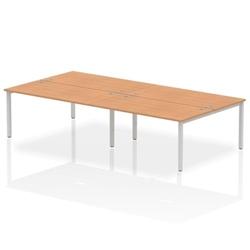 Impulse Bench B2B 4 Person 1600 Silver Frame Office Bench Desk Oak on Productcaster.