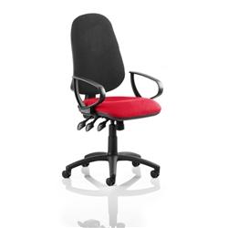 Eclipse X-Large III Lever Task Operator Chair Black Back Cherry in Red on Productcaster.