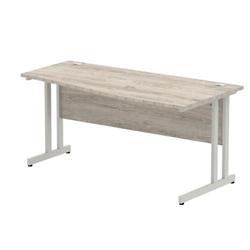 Impulse 1200x800mm Straight Desk Grey Oak Top White Cable Managed Leg on Productcaster.