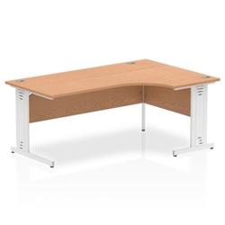 Impulse 1800mm Right Crescent Desk Oak Top White Cable Managed Leg on Productcaster.