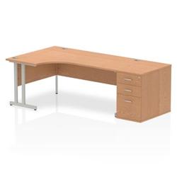 Impulse 1800 Left Hand Cantilever Workstation Desk 800 Pedestal - I000875 | Oak on Productcaster.