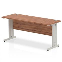 Impulse 1600/600 Rectangle Silver Cable Managed Leg Desk in Walnut on Productcaster.