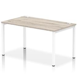 Impulse Bench Single Row 1400 White Frame Office Bench Desk Grey Oak on Productcaster.