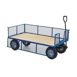 Industrial General Purpose Truck; Plywood Base; Mesh Sides Ends Blue on Productcaster.