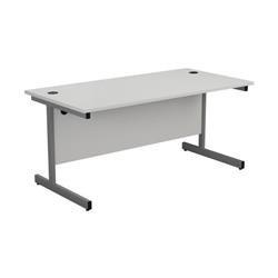 One Cantilever 1800 Rectangular Desk Cantilever - SU1880RECWHSV | White on Productcaster.