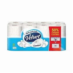 Velvet Comfort 2-Ply Toilet Rolls Longer Rolls Pack of 16 1102187 on Productcaster.