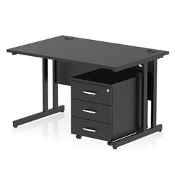 Impulse 1200x800 Desk Black/Black Cantilever Leg 3 Drawer Mobile Ped on Productcaster.