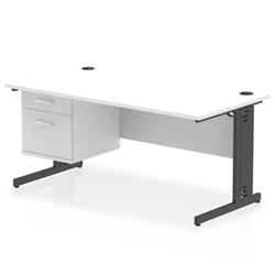 Impulse 1600x800 Desk White Top Black Cable Managed Leg 2 Dr Fixed Ped on Productcaster.