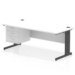 Impulse 1800x800 Desk White Top Black Cable Managed Leg 3 Dr Fixed Ped on Productcaster.