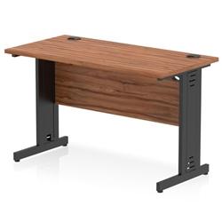 Impulse 1200x600mm Straight Desk Walnut Top Black Cable Managed Leg on Productcaster.