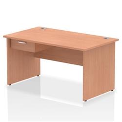 Impulse 1400x800 Desk Beech Top Panel End 1x1 Drawer Fixed Ped on Productcaster.
