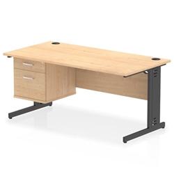 Impulse 1600x800 Desk Maple/Black Cable Managed Leg 2 Dr Fixed Ped on Productcaster.