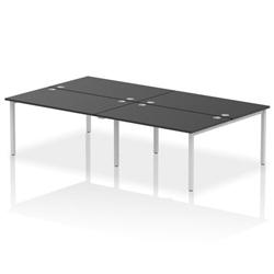 Impulse Bench B2B 4 Person 1400 Silver Frame Office Bench Desk Black on Productcaster.