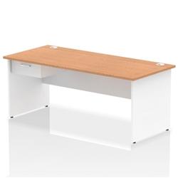Impulse 1800x800 Desk Oak/White Panel End 1x1 Drawer Fixed Ped on Productcaster.
