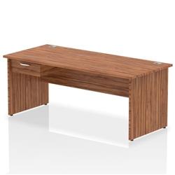 Impulse 1800x800 Desk Walnut Top Panel End 1x1 Drawer Fixed Ped | Brown on Productcaster.