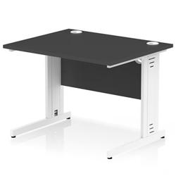 Impulse 1000x800mm Straight Desk Black Top White Cable Managed Leg on Productcaster.