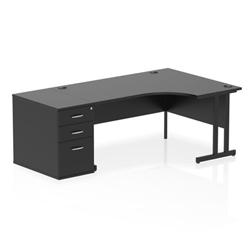 Impulse 1600 RH Crescent Desk Cantilever Black/Black 800 Desk High Ped on Productcaster.