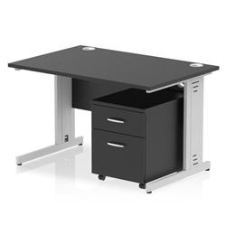 Impulse 1200x800 Desk Black/Silver Cable Managed Leg 2 Dr Mobile Ped on Productcaster.