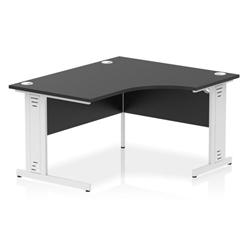 Impulse 1400 RH Crescent Desk Black Top White Cable Managed Leg on Productcaster.