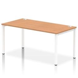 Impulse Bench Single Row 1600 White Frame Office Bench Desk Oak on Productcaster.