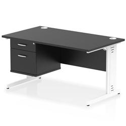 Impulse 1400x800 Desk Black/White Cable Managed Leg 2 Dr Fixed Ped on Productcaster.