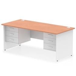 Impulse 1800x800 Desk Beech/White Panel End with 2x3 Drawer Fixed Ped on Productcaster.