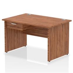 Impulse 1200x800 Desk Walnut Top Panel End 1x1 Drawer Fixed Ped | Brown on Productcaster.