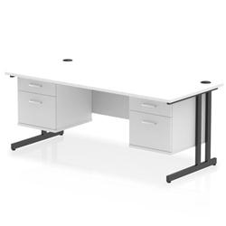 Impulse 1800x800 Desk Cantilever Leg White/Black 2x2 Drawer Fixed Ped on Productcaster.