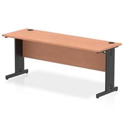 Impulse 1800x600mm Straight Desk Beech Top Black Cable Managed Leg on Productcaster.