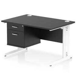 Impulse 1200x800 Desk Black/White Cable Managed Leg 2 Dr Fixed Ped on Productcaster.