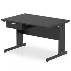 Impulse 1200x800 Desk Black/Black Cable Managed Leg 1 Dr Fixed Ped on Productcaster.