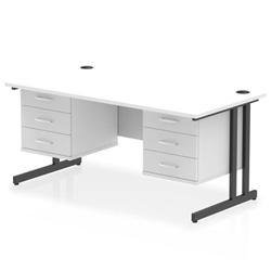Impulse 1600x800 Desk Cantilever Leg White/Black 2x3 Drawer Fixed Ped on Productcaster.